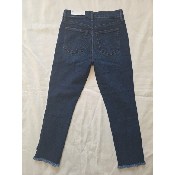 NWT Loft Outlet | Size 0 Petite | Straight Leg High Rise Jeans Raw Hem - Picture 2 of 12